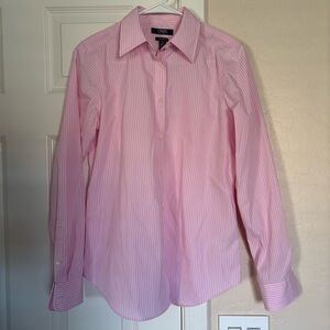 Chaps No Iron Pink pinstripe Button Up